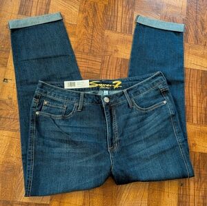 Seven7 Weekend Boyfriend Dark Blue Jeans NWT Relaxed Cuffed Women's Size 10